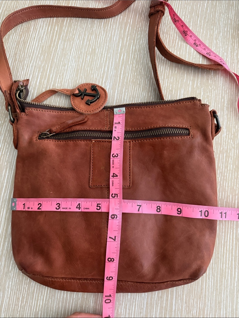 Harbour 2nd Hazel Leather Cognac Brown Crossbody Distressed Messenger Bag 227 - Picture 11 of 14